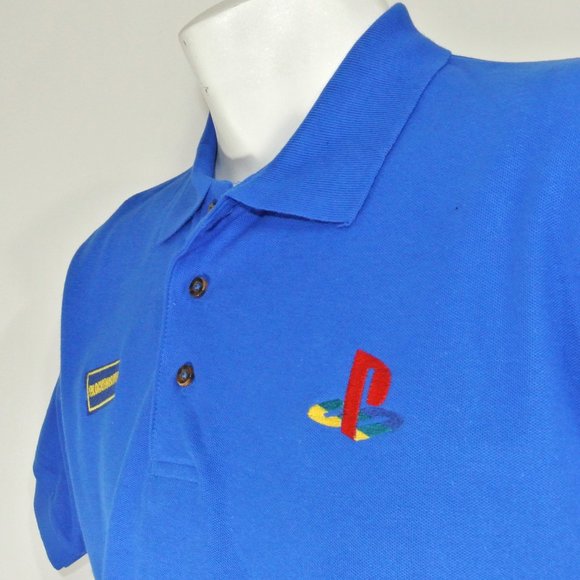BLOCKBUSTER VIDEO Sony Playstation Vintage Employee Uniform Shirt Blue S Small - Picture 8 of 10